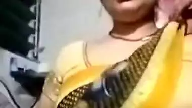 bubbly radhika bhabhi in saree showing her huge boobs & fatty pussy leaked mms