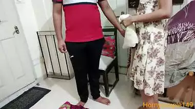 For a thousand rupees, the young maid took off her sari and got her pussy and ass