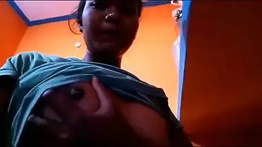 Indian girl touches nipples and masturbates pussy at every opportunity