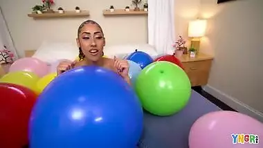 YNGR Latina Kira Perez Loves Balloons And Big Black Cocks