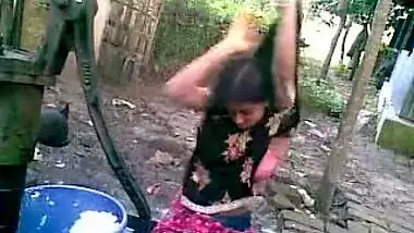 Indian Farmer Girl Bathing Naked
