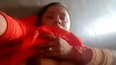 Desi Village bhabhi making video for lover, showing boobs and pussy