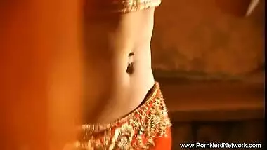 Beautiful Indian Girl In Orangey Film Thinking