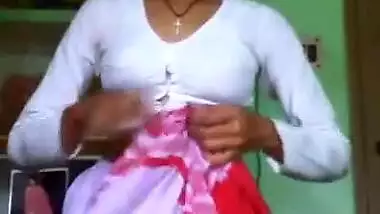 Young Indian Girl Stripping Saree On Cam