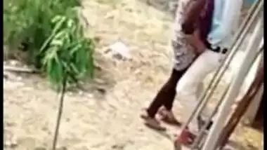 Naughty Desi wife cheating, outdoor sex act recorded by a voyeur on mobile