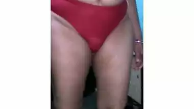 Indian wife red panty show