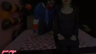 Halloween special: indian teen girl frightened by her bf and later had hard fuck with clean audio