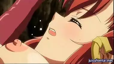 Hentai redhead gets penetrated by tentacles