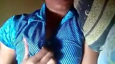Clothed Desi woman touches tits after porn buddy says he won't come