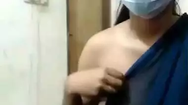 desi girl teasing on cam only with saree without bra hot