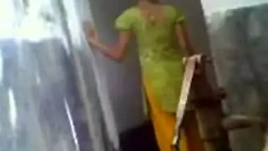 Northindian Girl's Nude Bathing Captured by her homemember