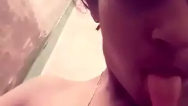 Cute Desi Girl Sucking Her Boobs