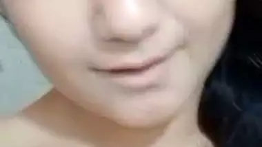 Gorgeous girlfriend naked boobs show selfie for lover