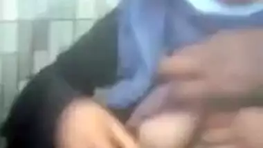 Hijabi Bangla girl boob sucking in restaurant