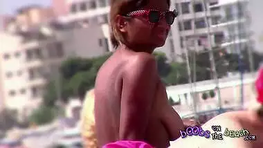 Beach Voyeur Topless Indian MILF big saggy boobs sideblouse