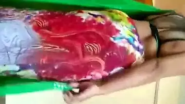 Desi home alone wife making saree strip video for hubby