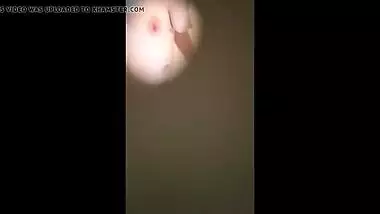 Spying on Aunt with Hairy Pussy and Big Nipples taking Bath