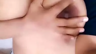 Indian hot horny wife playing with her tits
