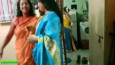 18yrs Tamil Boy Fucking Two Beautiful Milf Bhabhi Together At Holi Day