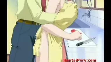 Huge tits hentai girl fucked in the kitchen