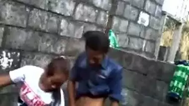 village girl fucking with friend at broken house
