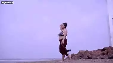 Nila in Hot Bikini Running on Beach and Jiggling Boobs