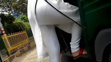 Desi Hot Ass Voyeur white leggings
