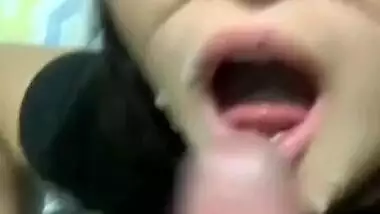 Cute Girl With Glasses Takes Cum All Over Her Face And In Mouth