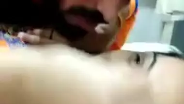 Bearded man kisses his shy Indian wife with full XXX lips on camera