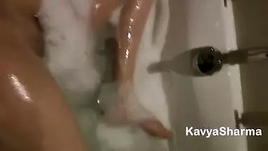 Indian Pornstar Babe Kavya Taking A Shower Fingering Herself After Shaving Pussy To Get Orgasm
