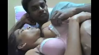Mature aunty Shuba’s bra pulled to press breasts