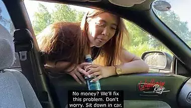 Whore sucked in the car and cheated her boyfriend