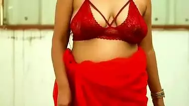 desi hot aunty black nipple through red bra and costume