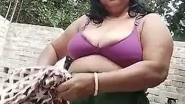 Village BBW stripping and naked outdoor sex