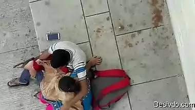 indian couple outdoor blowjob on steps