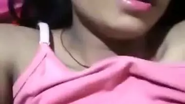 Horny girl pressing boobs hard