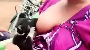Puppy sucking milk from a desi wife’s boobs directly tiktok video