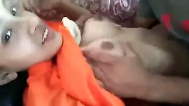 Couch boob sucking sex of Indian teenage lovers